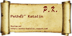 Pethő Katalin névjegykártya